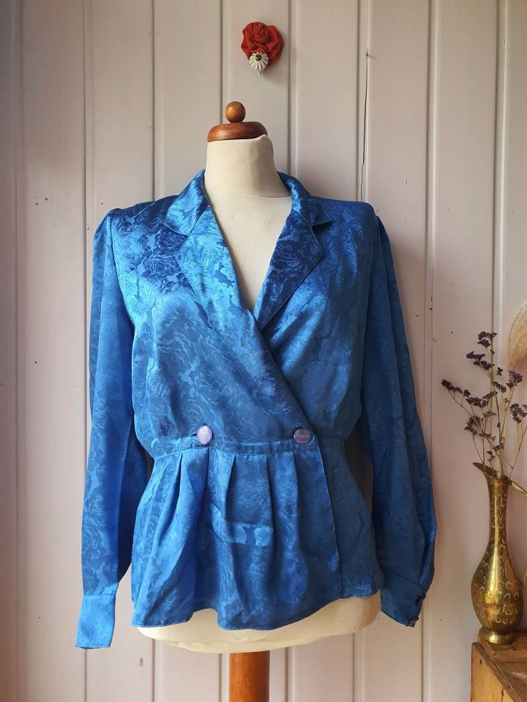 Blusenblazer Betty Barclay Vintage Bluse Mit Wickeloptik, Gr.38/40 von CostumeLoveRealities