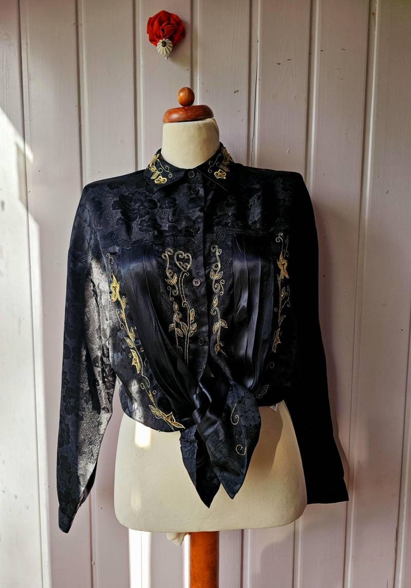 Vintage Bluse Schwarz, Stickerei Gr.38/ Together von CostumeLoveRealities