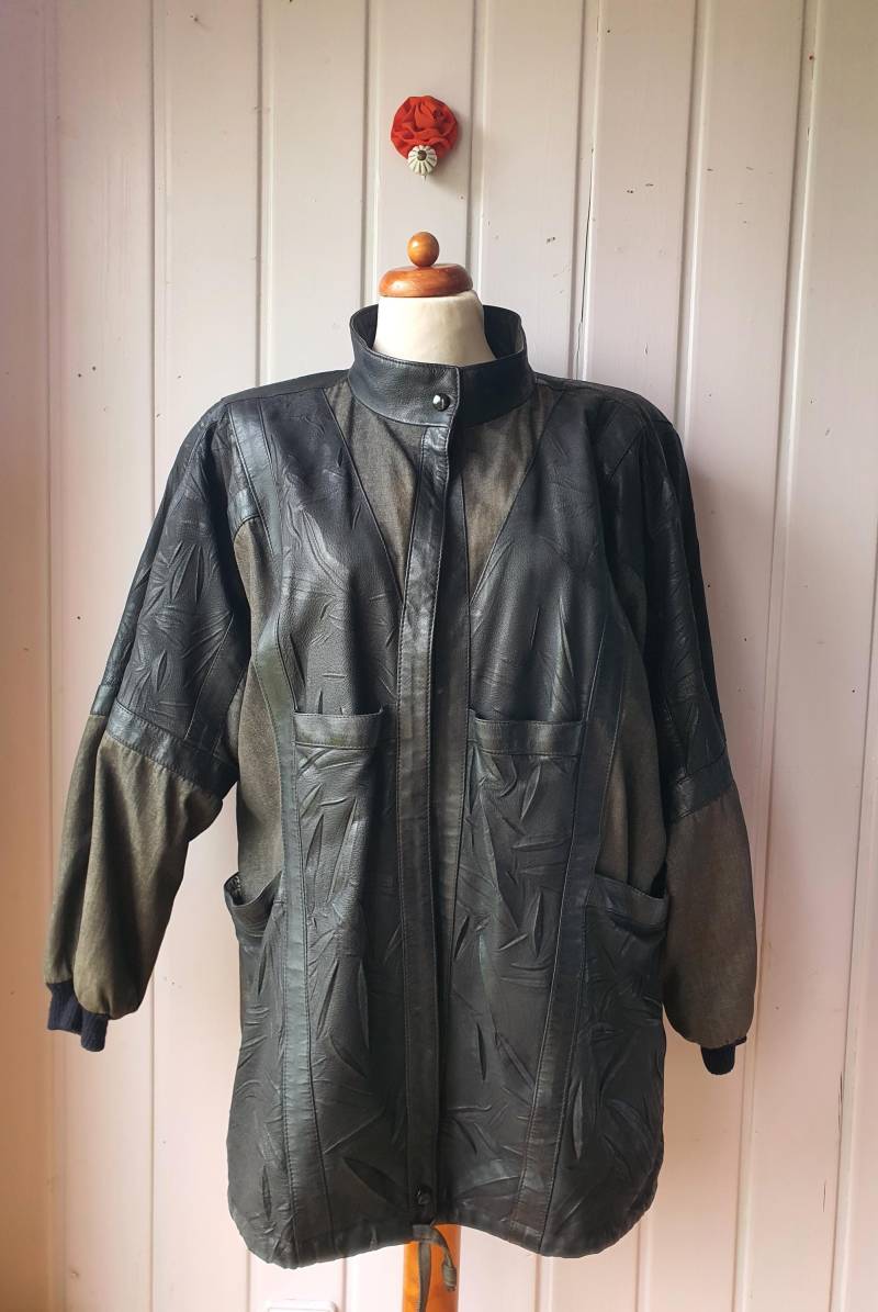 Vintage Lederjacke Patchwork Gr.42/44 von CostumeLoveRealities