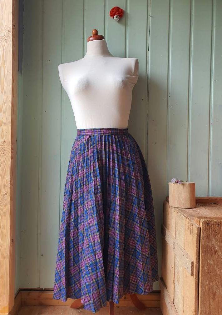 Vintage Tartan, Midi Rock, Edinburgh Vintage, Gr.34/36 von CostumeLoveRealities
