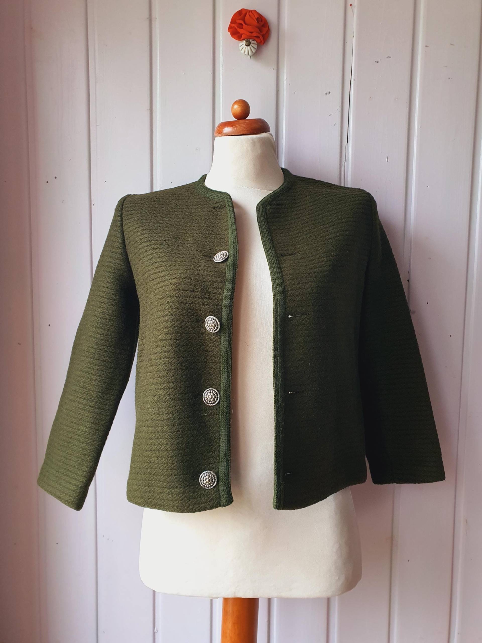 Vintage Trachten Strickjacke Loden Gr.36 von CostumeLoveRealities