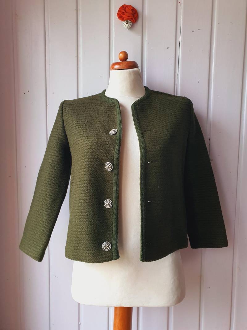 Vintage Trachten Strickjacke Loden Gr.36 von CostumeLoveRealities