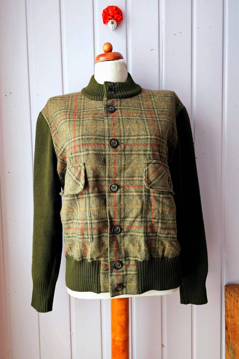 Wolljacke Tartan Vintage Karo Mit Stehkragen Gr.42 von CostumeLoveRealities