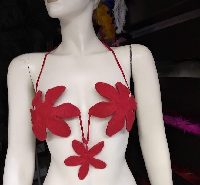 "Neuer Stoff Überzogener Draht-Bh Mit 3 Blumen "Florida" Usa-Cup Größen B, C Überzogenes Original Aus Echtem Draht, Nicht Gefälscht von CostumeSupply