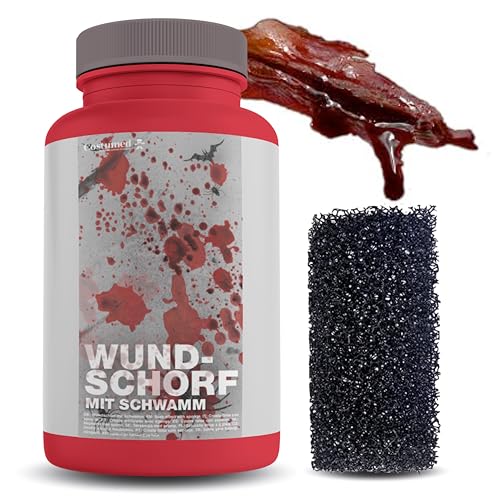 15 ml Blut - Fake Blood mit Wundschorf - täuschend echt & abwaschbar - Kunstblut - für Halloween & Fasching zum Schminken und Verkleiden von Costumed