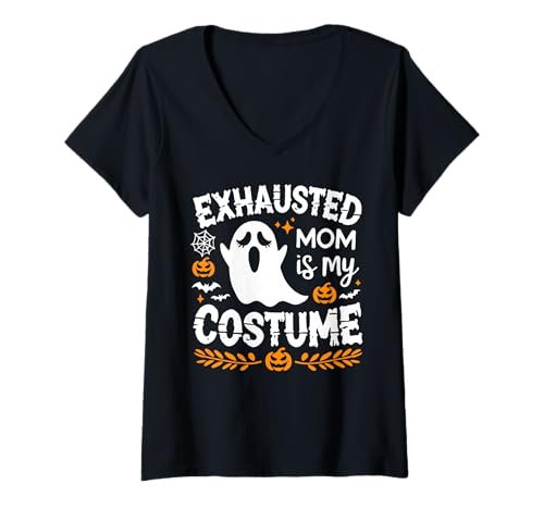 Damen Erschöpfte Mutter ist Mein Kostüm, lustig, passende müde Mutter T-Shirt mit V-Ausschnitt Damen Erschöpfte Mutter ist Mein Kostüm, lustig, passende müde Mutter T-Shirt mit V-Ausschnitt von Costumes Fun Lazy Halloween Sayings Quotes Design