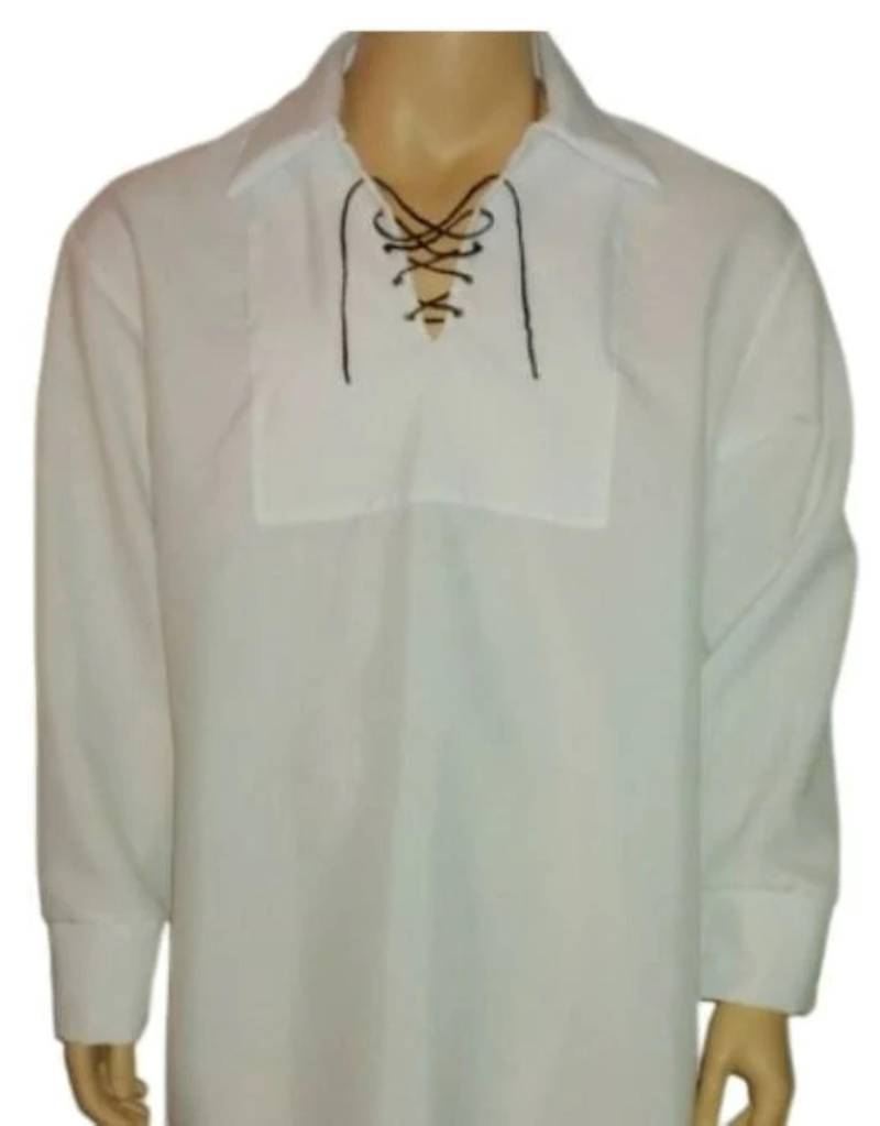 Herren Piraten-Kostüm-Hemd Weiß Baumwollmischung - Xlarge 127 cm Brustumfang von CostumesEmbroidery