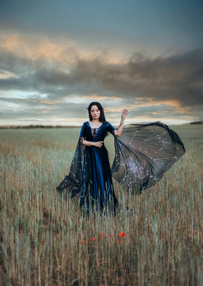 Blau Samt Elfen Kleid, Celestial Constellation Kleid von CostureroReal
