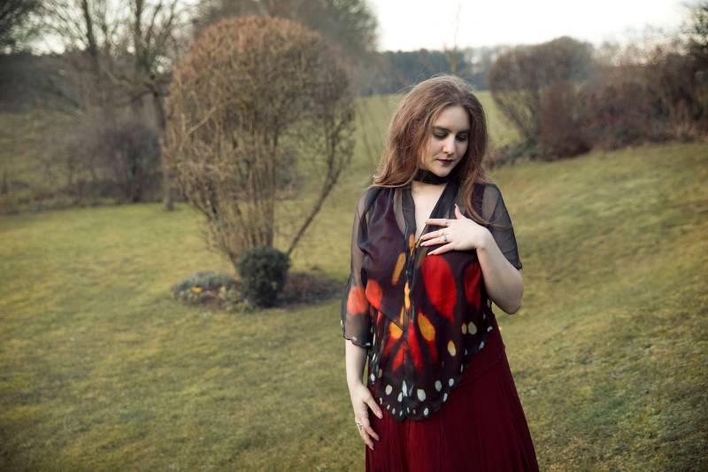 Schmetterling Schal Flügel Fee Boho Monarch Tanzen Foulard Mama Geschenk Skinny Schals Cottagecore Kleidung von CostureroReal