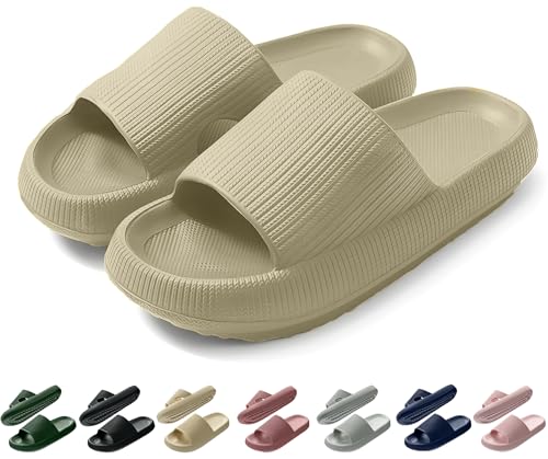 Coswind Badeschuhe Damen Herren Original Badeschlappen Sommer Pantoletten Slides Sandalen Elegante Cozy Hausschuhe Schlappen Unisex Weiche Sohle rutschfest Slippers Beige 250 von Coswind