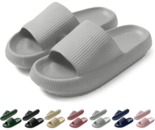 Coswind Badeschuhe Damen Herren Original Badeschlappen Sommer Pantoletten Slides Sandalen Elegante Cozy Hausschuhe Schlappen Unisex Weiche Sohle rutschfest Slippers Hellgrau 270 von Coswind