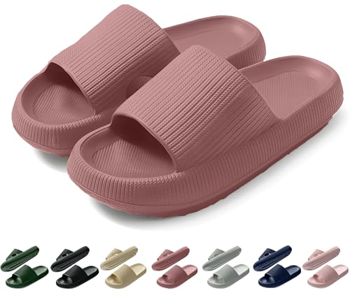 Coswind Badeschuhe Damen Herren Original Badeschlappen Sommer Pantoletten Slides Sandalen Elegante Cozy Hausschuhe Schlappen Unisex Weiche Sohle rutschfest Slippers Rouge 240 von Coswind