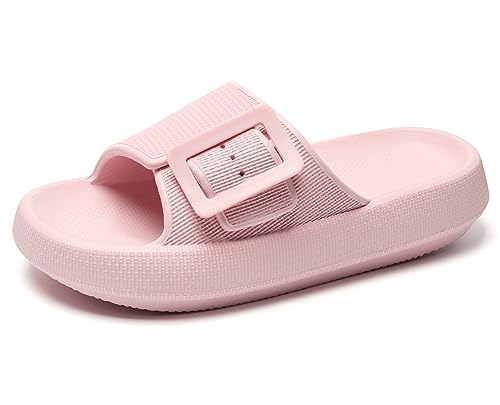 Hausschuhe Damen Herren Cozyslides Sommer Pantoletten Wolke Badeschlappen Weiche Sohle Cloud Slide Sandalen Einstellbar rutschfest Badeschuhe Unisex Slippers RosaX 39-40 von Coswind