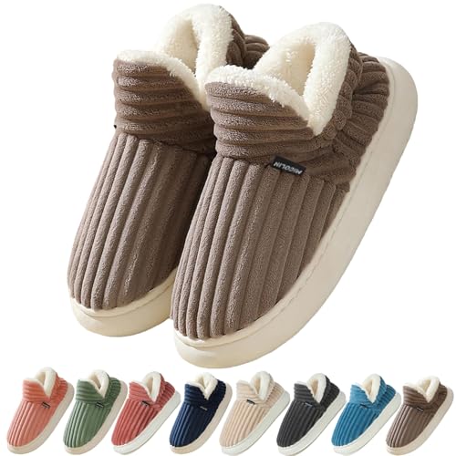 Coswind Hausschuhe Damen Herren Winter Warme Geschlossen Plüsch Weiche Modern Bequeme Elegant Rutschfeste Memoryschaum Pantoffeln Kaffee 290 von Coswind