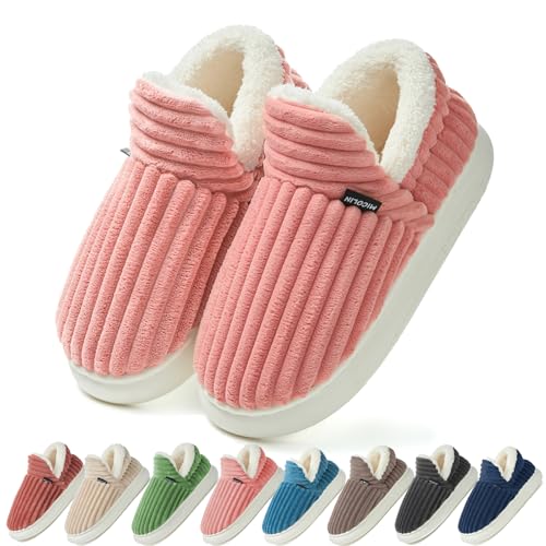 Coswind Hausschuhe Damen Herren Winter Warme Geschlossen Plüsch Weiche Modern Bequeme Elegant Rutschfeste Memoryschaum Pantoffeln Rosa 260 von Coswind
