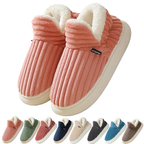 Coswind Hausschuhe Damen Herren Winter Warme Geschlossen Plüsch Weiche Modern Bequeme Elegant Rutschfeste Memoryschaum Pantoffeln Rosa 270 von Coswind