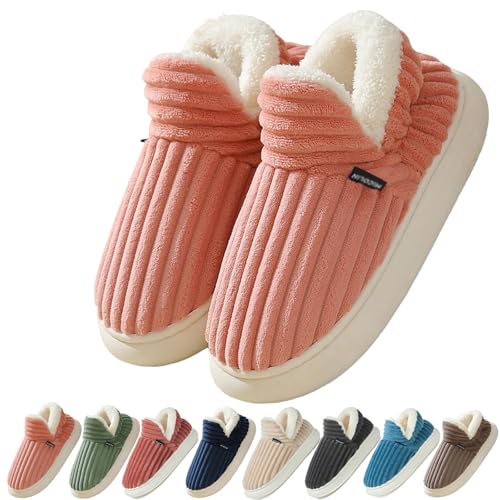 Coswind Hausschuhe Damen Herren Winter Warme Geschlossen Plüsch Weiche Modern Bequeme Elegant Rutschfeste Memoryschaum Pantoffeln Rosa 280 von Coswind