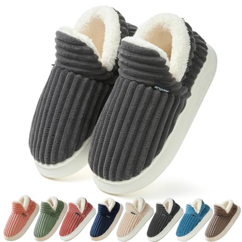 Coswind Hausschuhe Damen Herren Winter Warme Geschlossen Plüsch Weiche Modern Bequeme Elegant Rutschfeste Memoryschaum Pantoffeln Schwarz 300 von Coswind