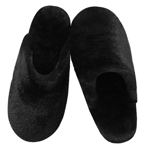 Coswind Hausschuhe Damen Herren Winter Warme Plüsch Kuschel Flauschige Pantoletten Gefütterte Weiche Rutschfeste Unisex with Memory Foam Schöne Dicke Bequeme Schwarz 270 von Coswind