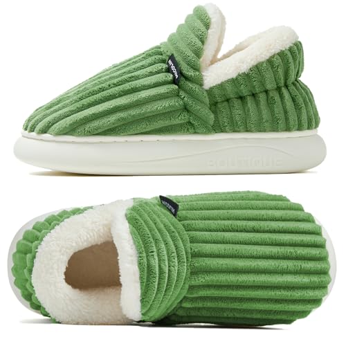 Coswind Hausschuhe Damen Winter Kuschel Plüsch Geschlossen Warme Flauschige Gefütterte Weiche Rutschfeste Pantoletten Indoor Outdoor Hellgrün 270 von Coswind