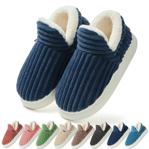 Coswind Hausschuhe Damen Winter Warme Plüsch Pantoffeln Geschlossen Rutschfeste Dicke Sohle Flauschig Gefüttert Bequem & Elegant Marineblau1 290 von Coswind