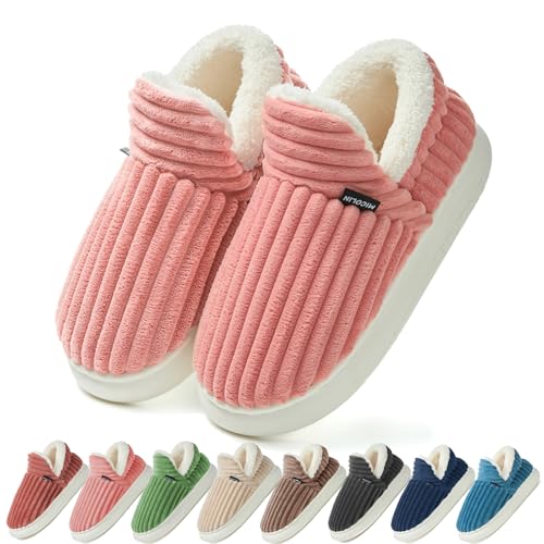 Coswind Hausschuhe Damen Winter Warme Plüsch Pantoffeln Geschlossen Rutschfeste Dicke Sohle Flauschig Gefüttert Bequem & Elegant Rosafarben 280 von Coswind