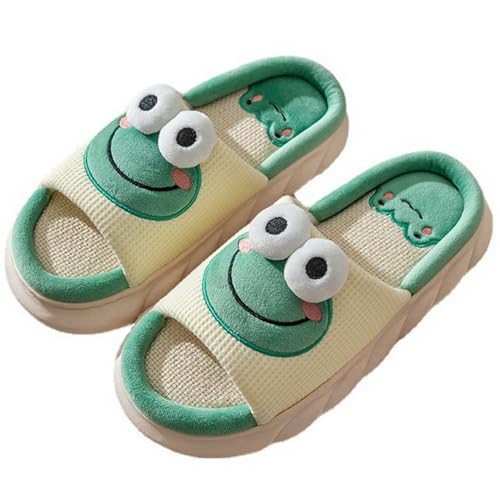 Coswind Kuh Hausschuhe Damen Herren Plüsch Pantoletten Winter Weiche Warme Bequeme Flauschige Tiere Leichte Kuschel Rutschfeste Cozy Geschlossen Lustige Schuhe Frosch 260 von Coswind