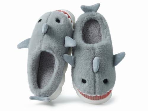 Coswind Kuh Hausschuhe Damen Herren Plüsch Pantoletten Winter Weiche Warme Bequeme Flauschige Tiere Leichte Kuschel Rutschfeste Cozy Geschlossen Lustige Schuhe Grau 280 von Coswind