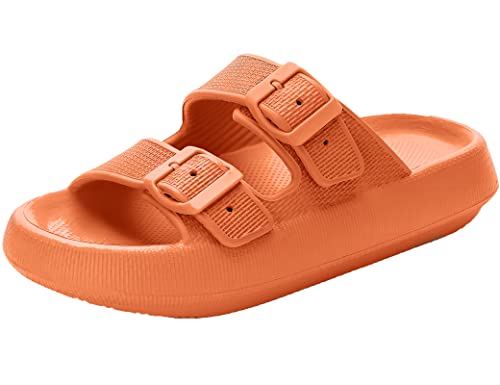 Hausschuhe Damen Herren Cozyslides Sommer Pantoletten Wolke Badeschlappen Weiche Sohle Cloud Slide Sandalen Einstellbar rutschfest Badeschuhe Unisex Slippers Orange2 39-40 von Coswind