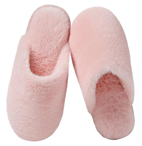 Coswind Hausschuhe Damen Herren Winter Warme Plüsch Kuschel Flauschige Pantoletten Gefütterte Weiche Rutschfeste Unisex with Memory Foam Schöne Dicke Bequeme Rosa 280 von Coswind
