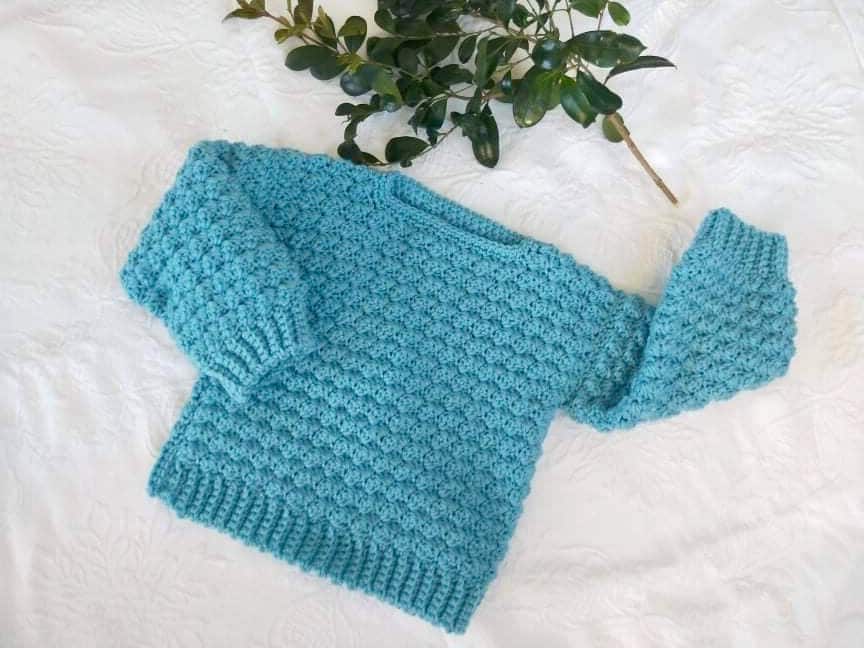 Handgemachter Blauer Häkelpullover Oder Pullover - Geeignet Für 1 Bis 2 Jährige, Häkelpullover, Kinder Pullover von CosyBabyau