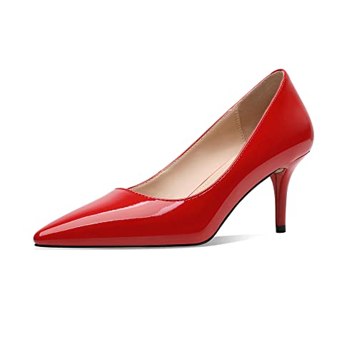 CosyFever 6,6 cm Stiletto-Pumps mit spitzem Zehenbereich, Party, Hochzeit, elegante Schuhe mit mittelhohem Absatz, Rot/Ausflug, einfarbig (Getaway Solids), 40 EU Weit von CosyFever