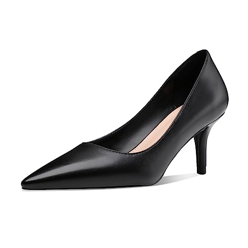 CosyFever 6,6 cm Stiletto-Pumps mit spitzem Zehenbereich, Party, Hochzeit, elegante Schuhe mit mittelhohem Absatz, Schwarz Nubuk, 40 EU von CosyFever