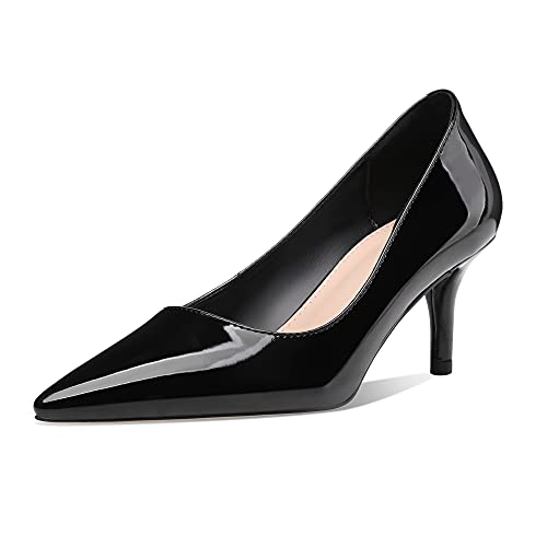 CosyFever 6,6 cm Stiletto-Pumps mit spitzem Zehenbereich, Party, Hochzeit, elegante Schuhe mit mittelhohem Absatz, Schwarzes Lack-PU-Material, 39.5 EU CosyFever 6,6 cm Stiletto-Pumps mit spitzem Zehenbereich, Party, Hochzeit, elegante Schuhe mit mittelhohem Absatz, Schwarzes Lack-PU-Material, 39.5 EU von CosyFever