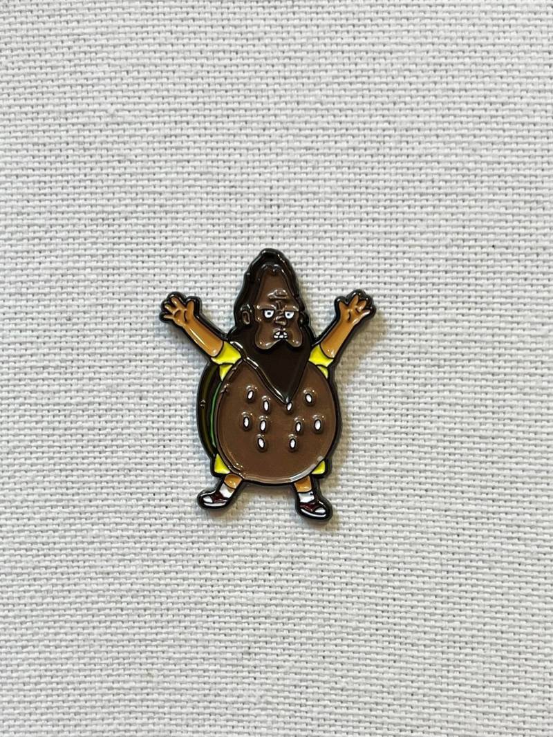 Bob's Burgers - Gene Belcher Beefsquatch Burger Kostüm Metall Emaille Pin Anstecker Versehen von CosyIslandLiving