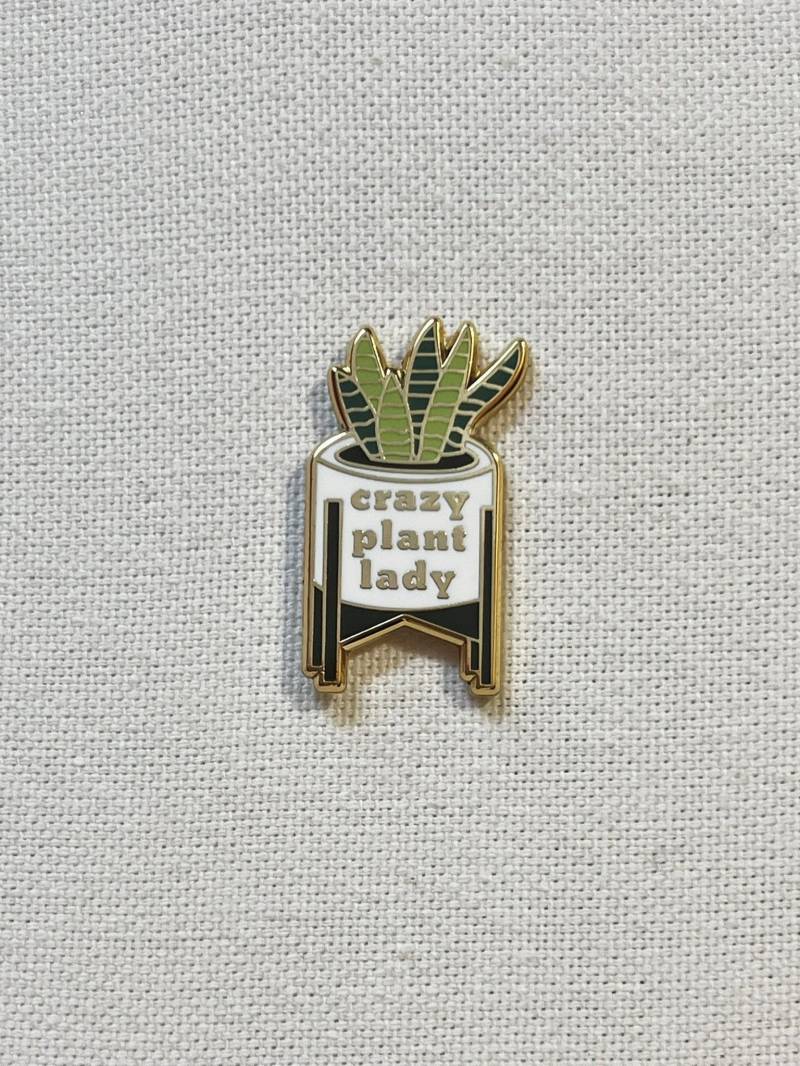 Crazy Plant Lady Metall Emaille Pin Anstecker Herstellen Zimmerpflanze Sansevieria Futura Superba - Bogenhanf Schlangenpflanze von CosyIslandLiving