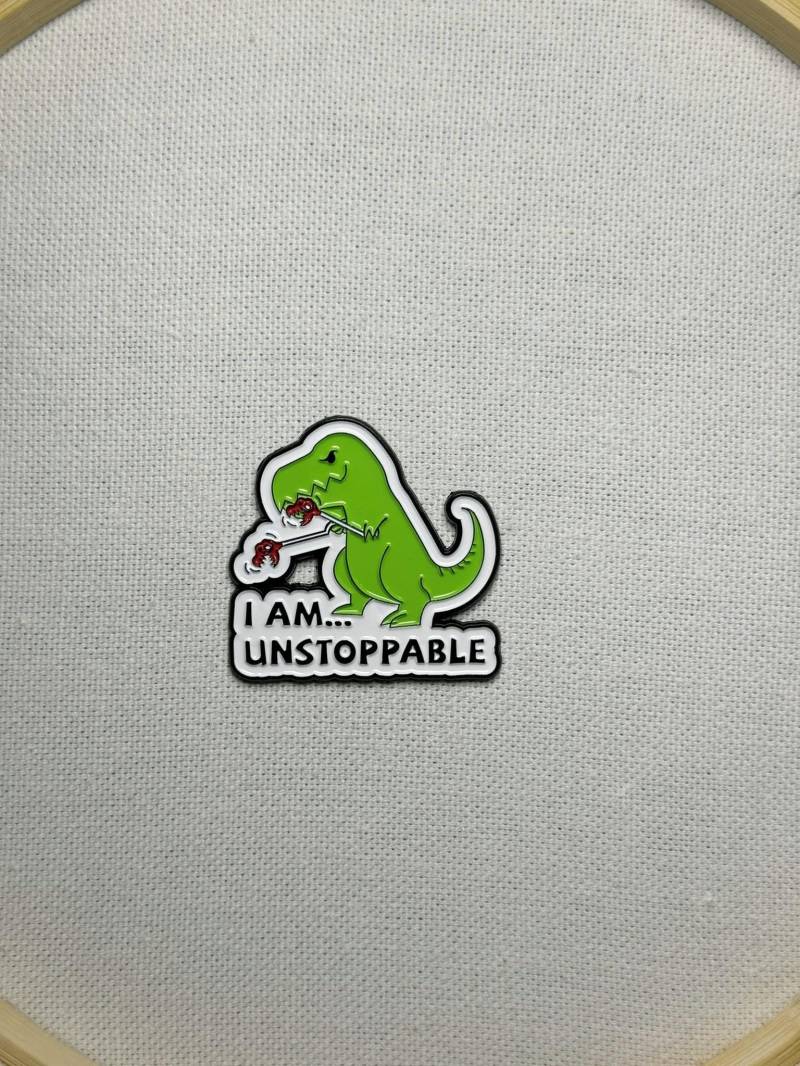 Dinosaurier I Am Unstoppable Metall Emaille Pin Anstecker Anstecknadel Jacke Tasche Rucksack Accessoire von CosyIslandLiving