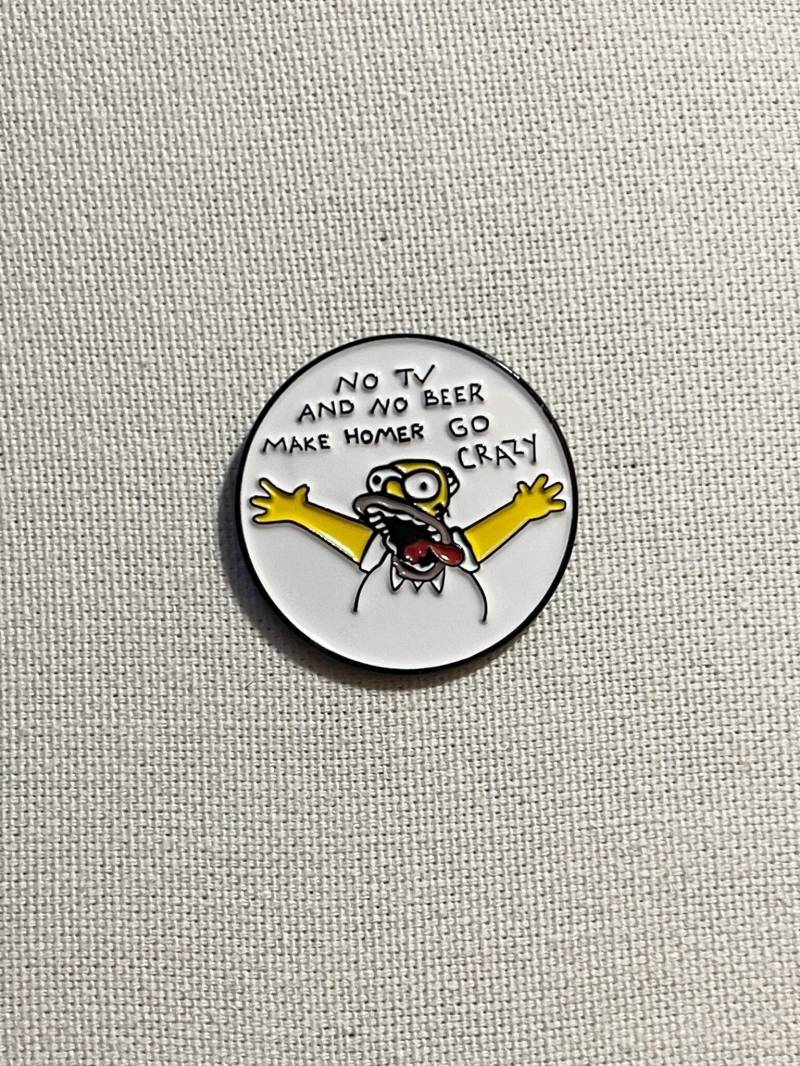 Homer Simpson No Tv Beer Make Go Crazy Die Simpsons Metall Emaille Pin Anstecker Anstecknadel Tasche Rucksack Abzeichen Accessoire von CosyIslandLiving