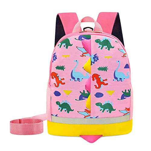 Cosyres Dinosaurier Kinderrucksack Mädchen Schule Tasche Kindergarten mit Brustgurt Rosa von Cosyres