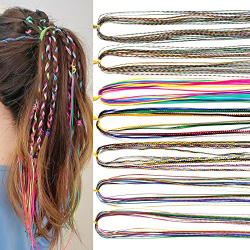 Buntes Haarlametta Glitzernde, 67 Stück Haarschnüre Tinsel Hair Extensions Party Highlights Hair Tinsel Haarsträhnen Zum Einflechten Fadengarn Flechtdrahtband für Mädchen Frauen (67 Stück Mix) von Cosysparks