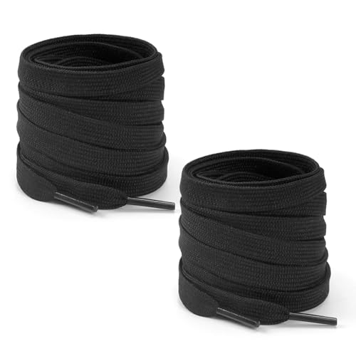 Cosysparks 2 Paare schnürsenkel kinderschuhe, 80cm kinder schnürsenkel kinder Dicke flache schnürsenkel für kinderschuhe Schwarz/Weiß schnürsenkel für sneaker Trainer Stiefel Freizeitschuh (Schwarz) von Cosysparks