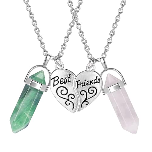 Cosysparks Beste Freunde Ketten, Freundschaftskette für 2 Mädchen B FFKetten für 2 Mädchen Passende Herz Kristall Anhänger BFF Geschenke für Frauen Graduierung Geburtstag Weihnachtsgeschenke von Cosysparks