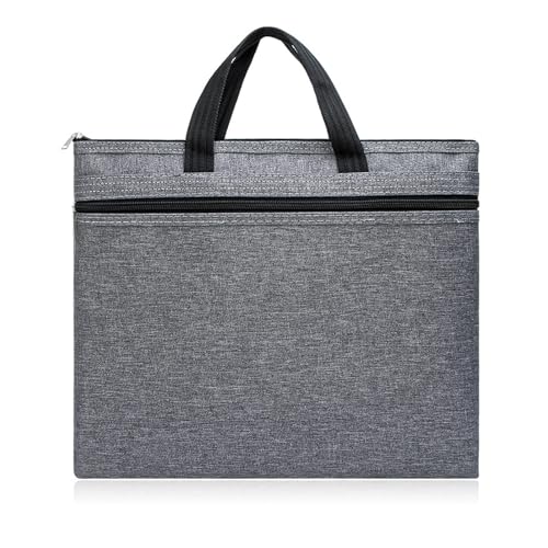 Cosysparks Flache Reißverschlusstasche Aktentasche a4 Tasche mit Reißverschluss, leichte Reißverschlusstasche mit 2-Taschen wasserdichte Oxford A4 Ordner Tasche Meeting Office Datei Tasche (Grau) von Cosysparks