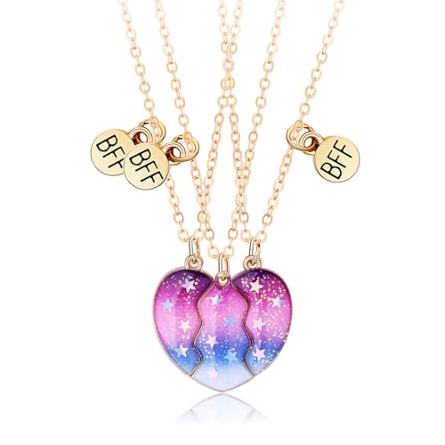 Cosysparks Freundschaftsketten für 3, 3 Pcs Beste Freunde Kette 3 Schwestern Halskette Bff Ketten für 3 Mädchen Kette Herz Anhänger Schmuck Geschenk für Mädchen (Stern) von Cosysparks