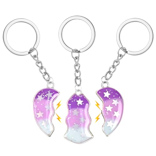Cosysparks Schwesterschlüsselanhänger Beste Freundin Kinder, 3 PCS Herz Passend Schwester Schlüsselanhänger für 3 Magnetische Freundschaft Geschenke Bedeutende Geburtstag für Den Besten Freund (Lila) von Cosysparks