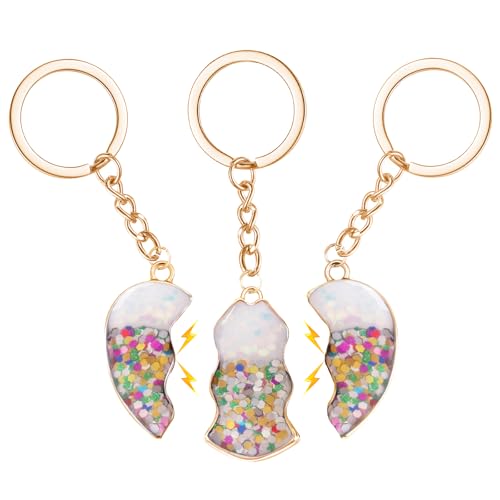 Cosysparks Schwesterschlüsselanhänger Beste Freundin Kinder, 3 PCS Herz Passend Schwester Schlüsselanhänger für 3 Magnetische Freundschaft Geschenke Bedeutende Geburtstag für Den Besten Freund (Gold) von Cosysparks