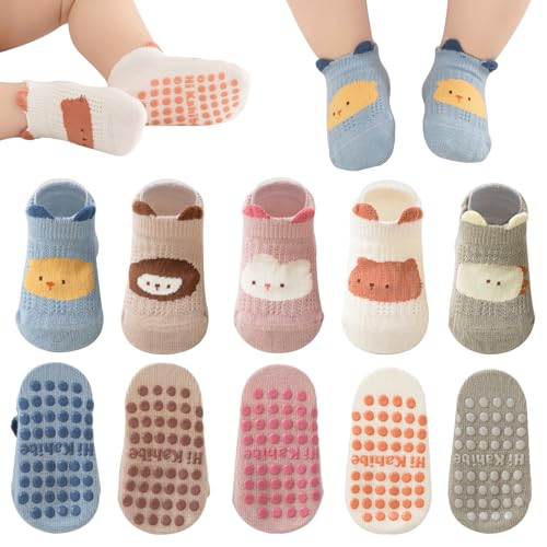 Cosysparks Stoppersocken Kinder, 5 Paare Baumwolle Cartoon Tier Babysocken Rutschfeste Kleinkind Socken 1-3 Jahre von Cosysparks