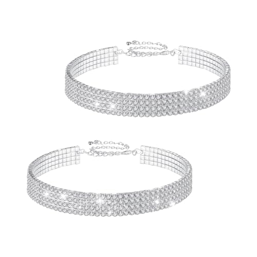 Cosysparks Strass Fußkettchen damen, 2-Pcs Funkelnde Strass Fußkettchen für Frauen Mädchen Kristall Fuß Fußkettchen Einstellbare Tennis Kette Fußkettchen für Strand Seaside Sommer Party von Cosysparks