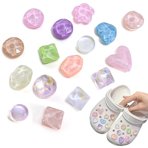 Crocs Anstecker Damen, 16 Pcs Bling Crocs Charms Harz Schuh Charms Clog Nette Schuh Dekoration Charms für Mädchen Teens Frauen Glänzende Schuh Charms Crocs für Clog Loch Hausschuhe von Cosysparks