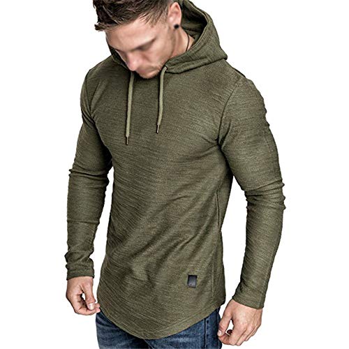 Cot-Oath Herren Fashion Athletic Hoodies Active Outdoor Muscle Gym Running Sweatshirt Langarm Tops - Grün - Medium von Cot-Oath